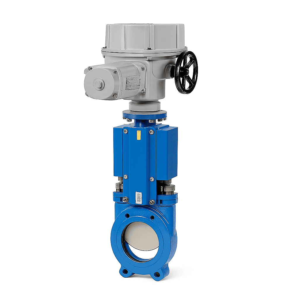 ROBINET FONTA – CUȚIT TIJĂ NEASCENDENTĂ APA UZATĂ ACȚIONARE ELECTRICĂ 230V PN10