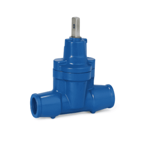 ROBINET DIN FONTĂ CU SERTAR – CORP PLAT CU MUFARE, APA GSK, PN10/PN16 (60°)