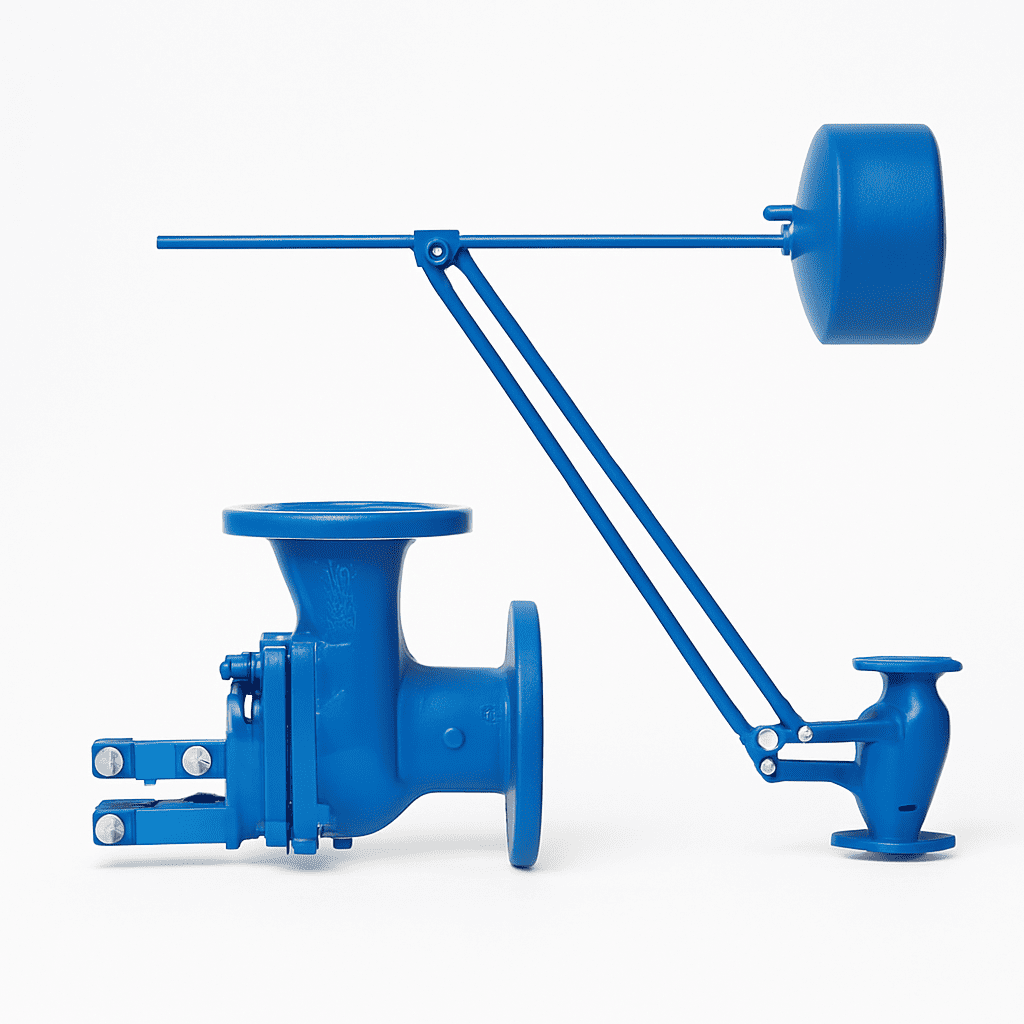 ROBINET FONTA – CU VENTIL CU PLUTITOR, CORP COLȚ CU FLANȘE, PN16